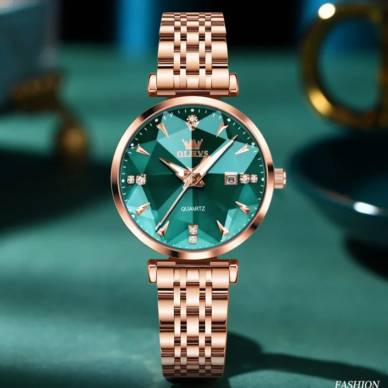 OLEVS Women's Watch Diamond RoseGreen