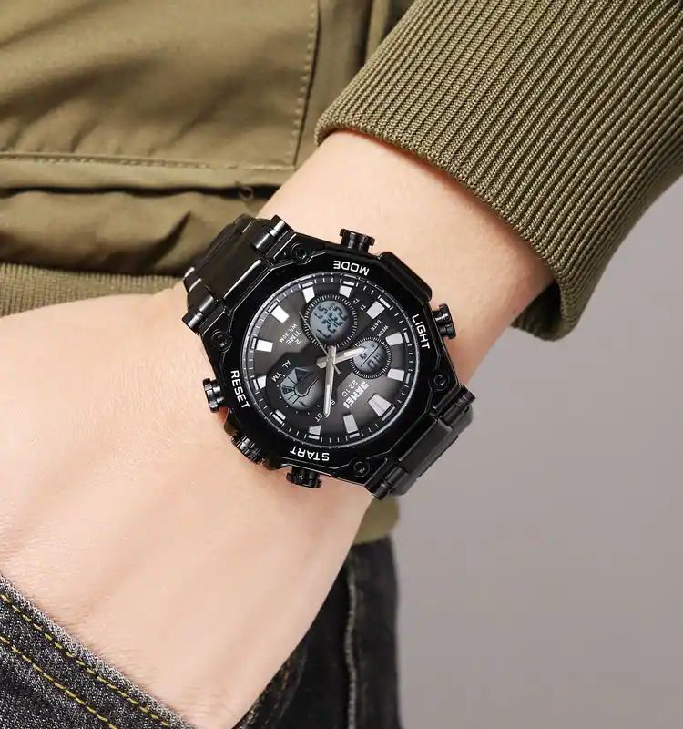 SKMEI 2210 DUAL TIME MEN'S WATCH BLACK thumbnail 5