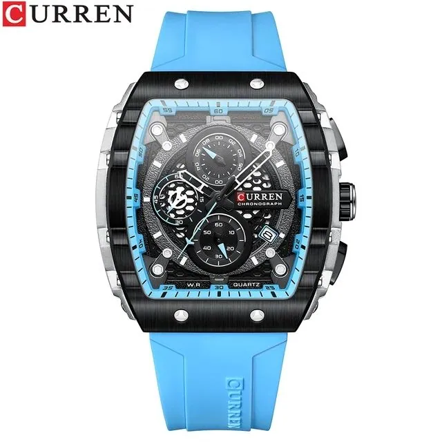 CURREN Brand 8442 Men's Watches Chronograph Quartz SkyBlue
