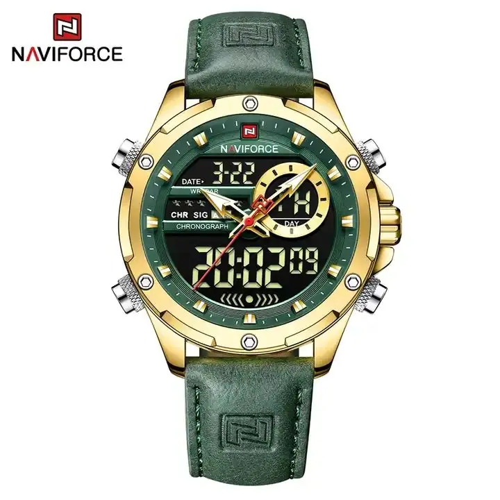 NAVIFORCE Dual Time Men's Watch GreenGold