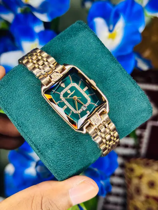 POEDAGAR 785 Elegant Diamond Women's Quartz Wrist Watch Green thumbnail 2