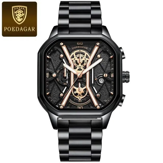 Poedagar 922 Premium Men's Watch Black thumbnail 4