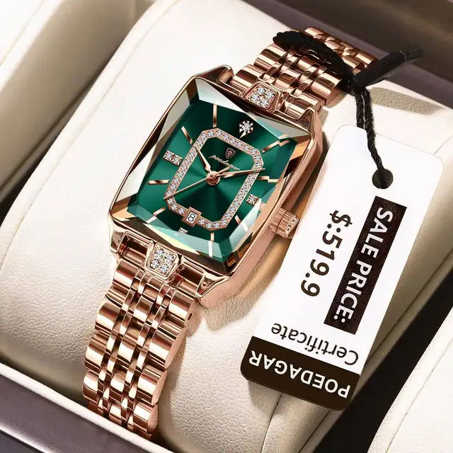 POEDAGAR 785 Elegant Diamond Women's Quartz Wrist Watch Green