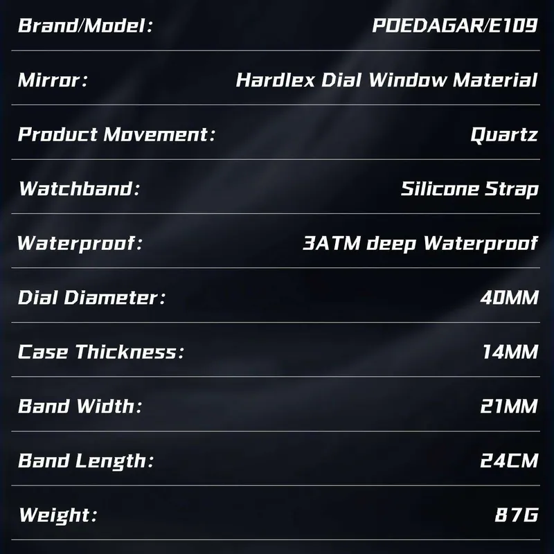 Poedagar E109 Men's watch SilverBlue thumbnail 4