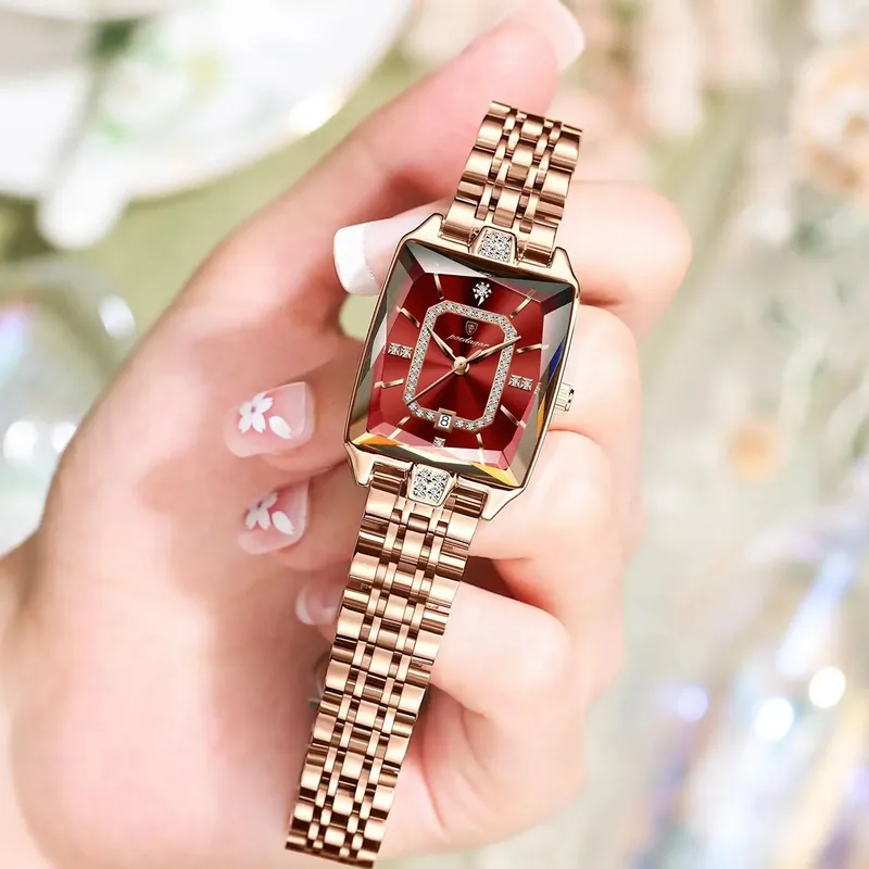 POEDAGAR 785 Elegant Diamond Women's Quartz Wrist Watch Rose thumbnail 2
