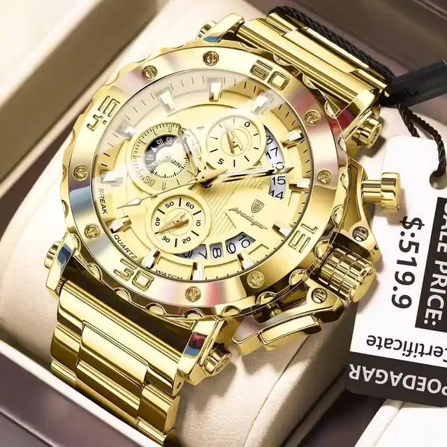 Poedagar 892 Business Style Men's Watch Golden