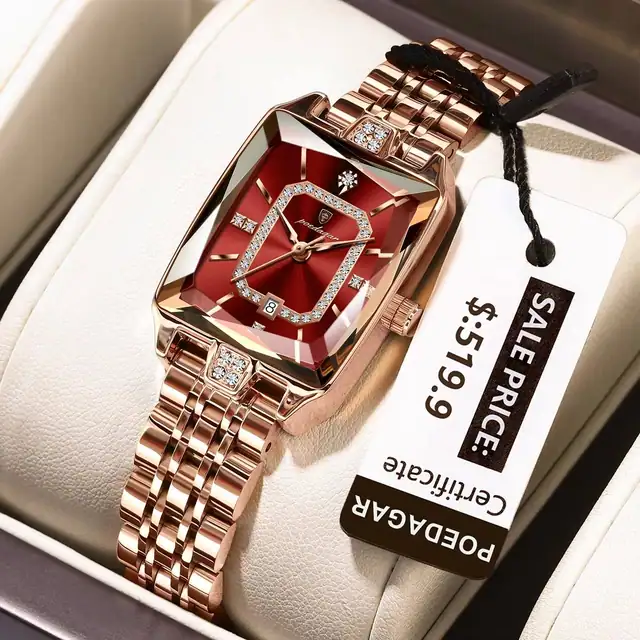 POEDAGAR 785 Elegant Diamond Women's Quartz Wrist Watch Rose