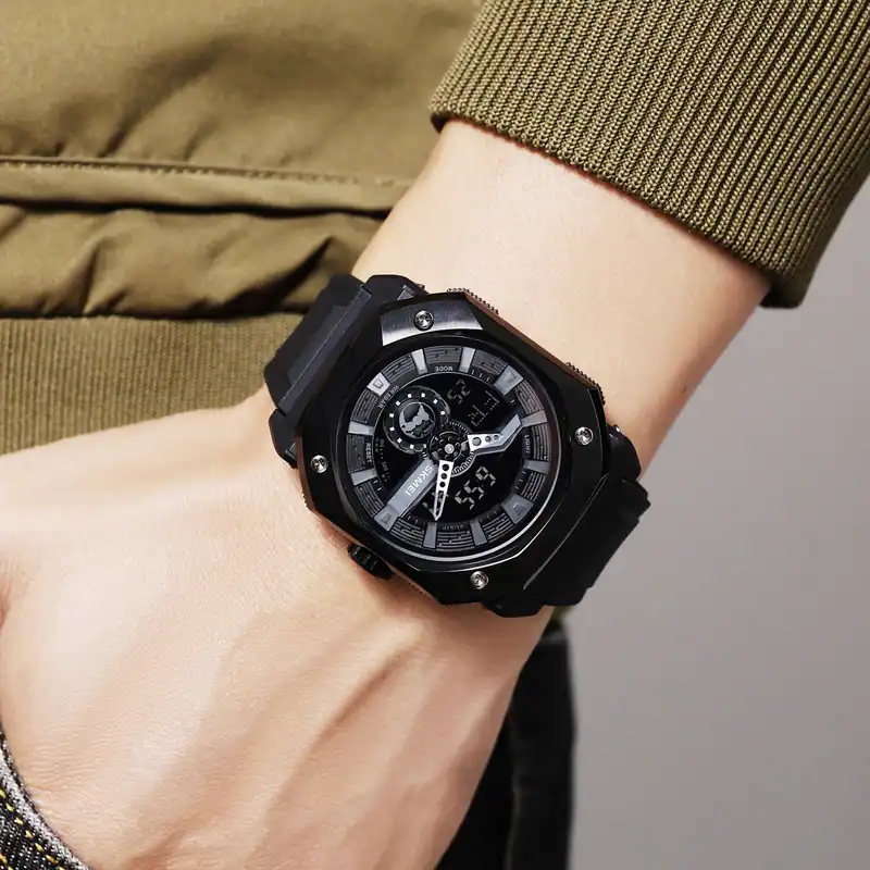 SKMEI 2272 Dual Time Steel case Men's Watch Black thumbnail 4