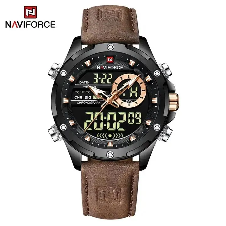 NAVIFORCE Dual Time Men's Watch BlackBrown