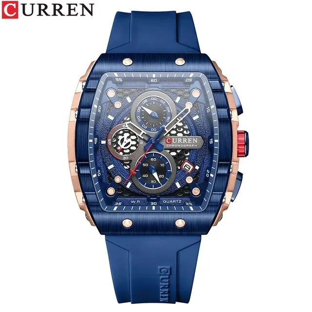CURREN Brand 8442 Men's Watches Chronograph Quartz Blue