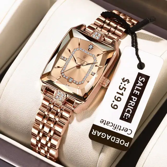 POEDAGAR 785 Elegant Diamond Women's Quartz Wrist Watch Gold