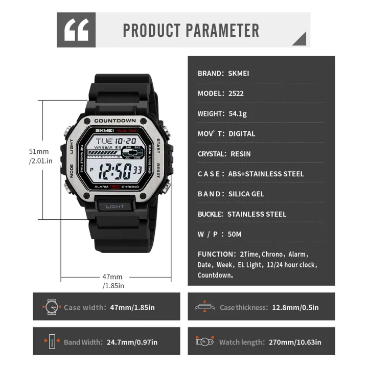SKMEI 2522 Multifunctional Men's Watch Black thumbnail 5