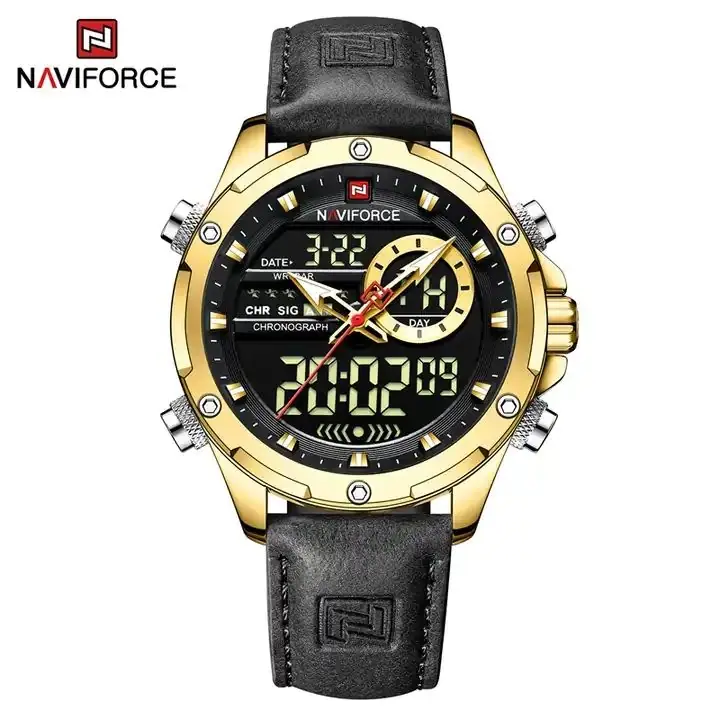 NAVIFORCE Dual Time Men's Watch GoldBlack