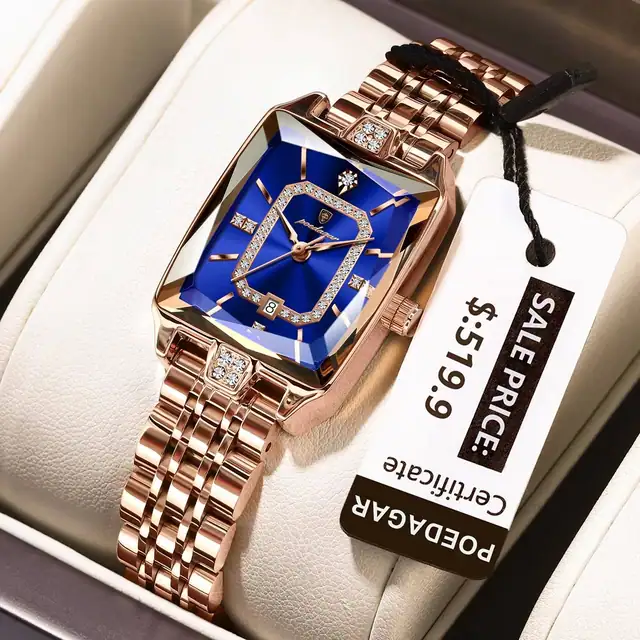 POEDAGAR 785 Elegant Diamond Women's Quartz Wrist Watch Blue
