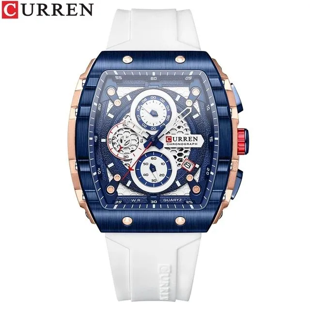 CURREN Brand 8442 Men's Watches Chronograph Quartz White